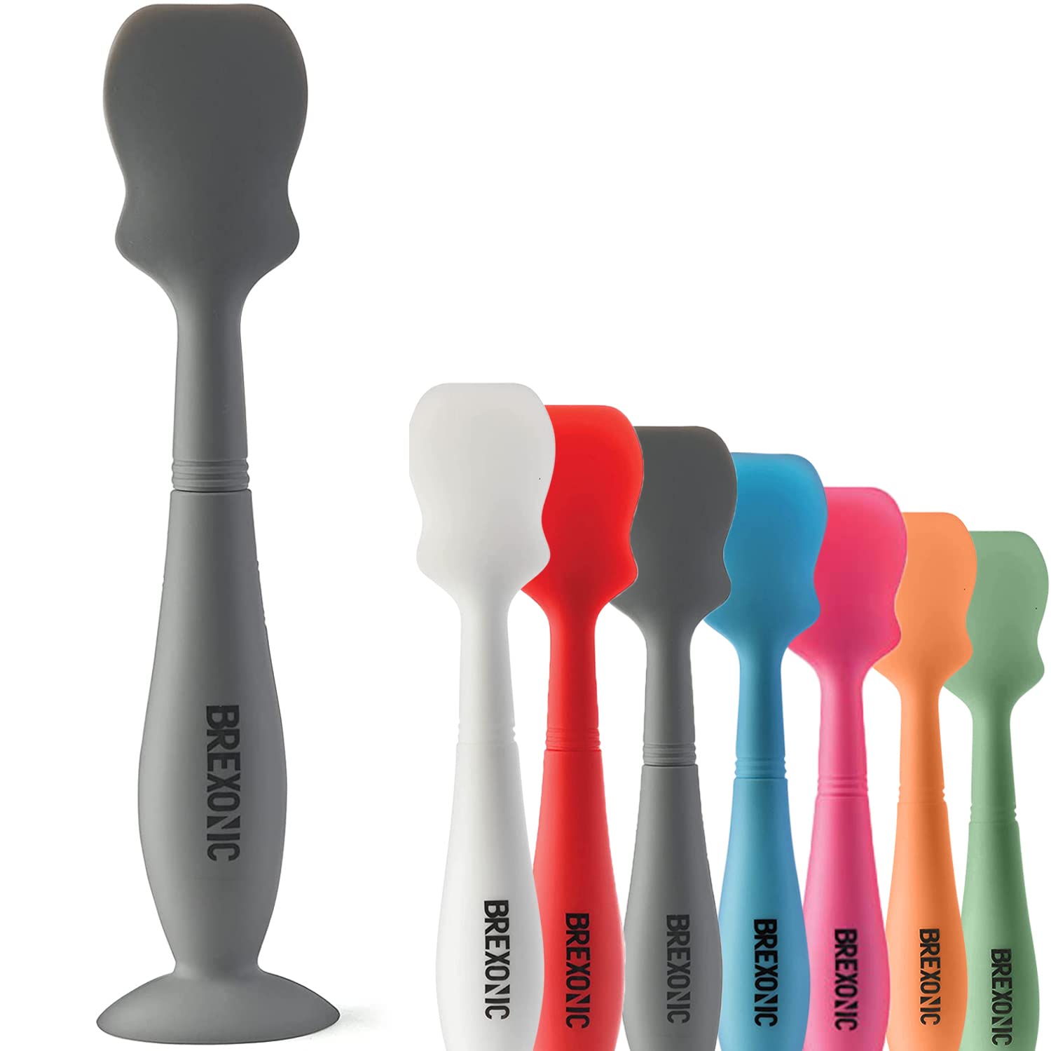 brexonic diaper cream spatula, baby butt spatula for diaper cream, soft flexible silicone baby bum brush, suction base diaper cream applicator (gray)
