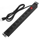 BTU Power Strip Surge Protector Rack-Mount PDU, 8 Right Angle Outlets Wide-Spaced, Mountable Power Strip Heavy Duty for Server Racks, Commercial, 300J,ETL (Black 6FT)
