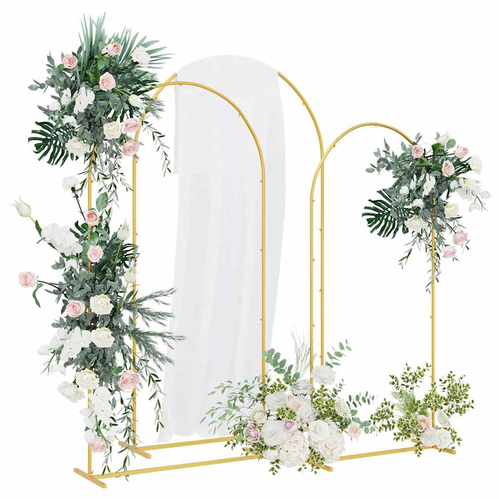 Solivagant Hochzeitsbogen 3 pcs Gold Stahl, Garten Balkon,Gartenbauten,Rosenbögen, Gitter Pergolen, 7.25 kg-42023038