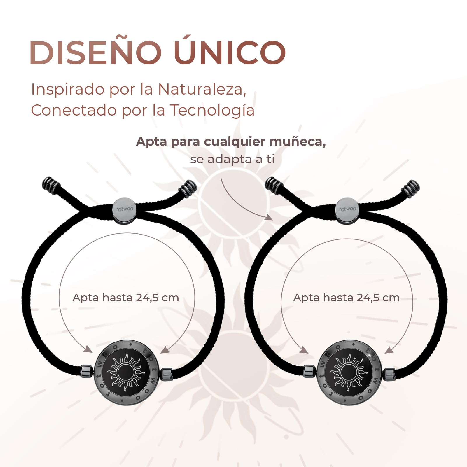 TOTWOO Pulseras Inteligentes de Pareja, Toque, Vibración e Iluminación a Distancia, Emparejamiento Bluetooth Uno a Uno por App, Regalo para Parejas a Distancia, Acero Inoxidable 316