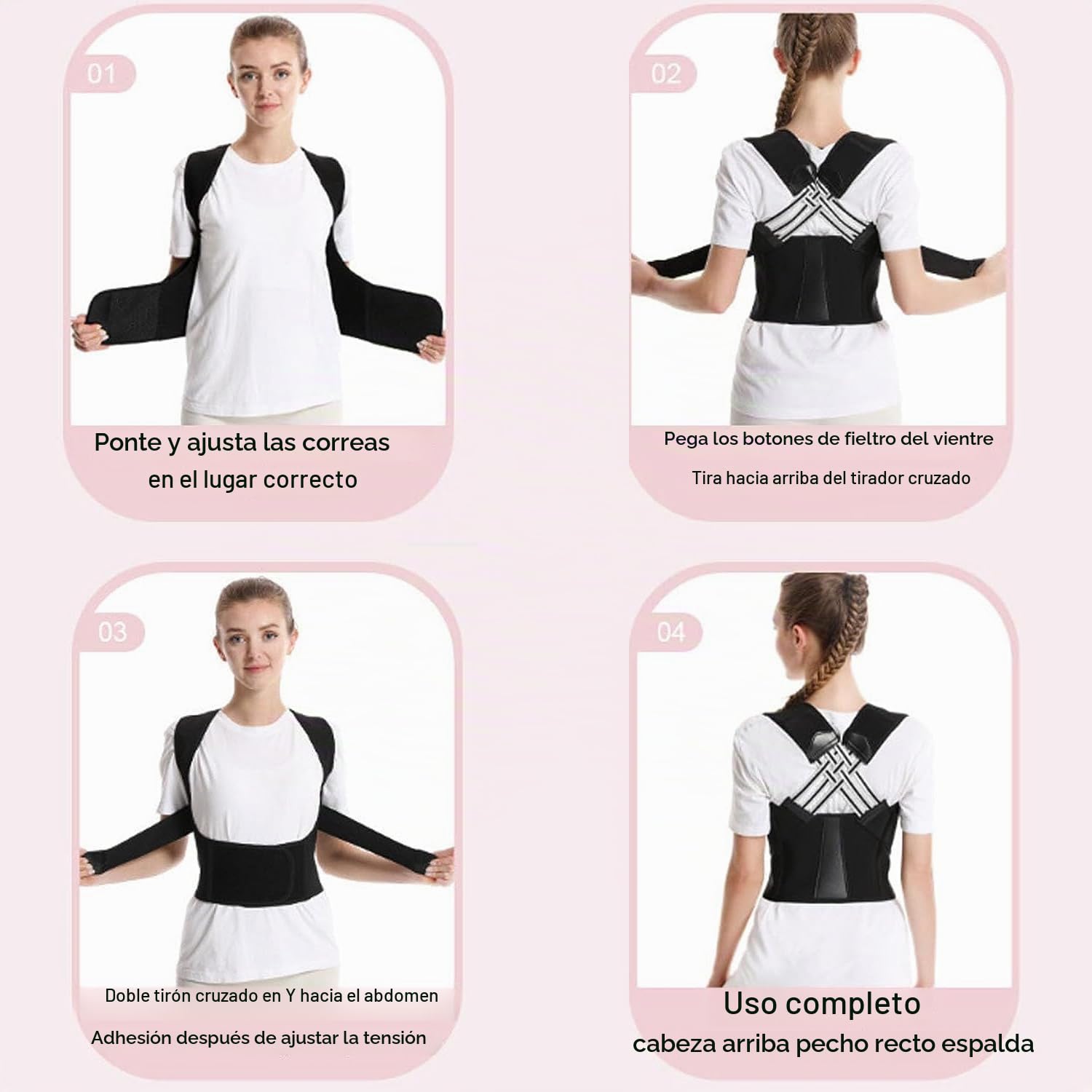 Cinturón de Postura de Espalda Ajustable, Corrector de Postura para Mujeres y Hombres, Soporte de Espalda Completamente para la Columna Vertebral, Que Proporciona Alivio del Dolor del Cuello,S