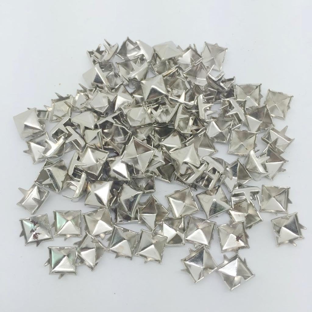 MERISHOPP® 100 Pieces Pyramid Studs Rivets Spots Punk DIY Leather Bag Shoes Silver|Crafts | Leathercrafts | Leathercraft Accessories |100 Pieces Pyramid Studs 2