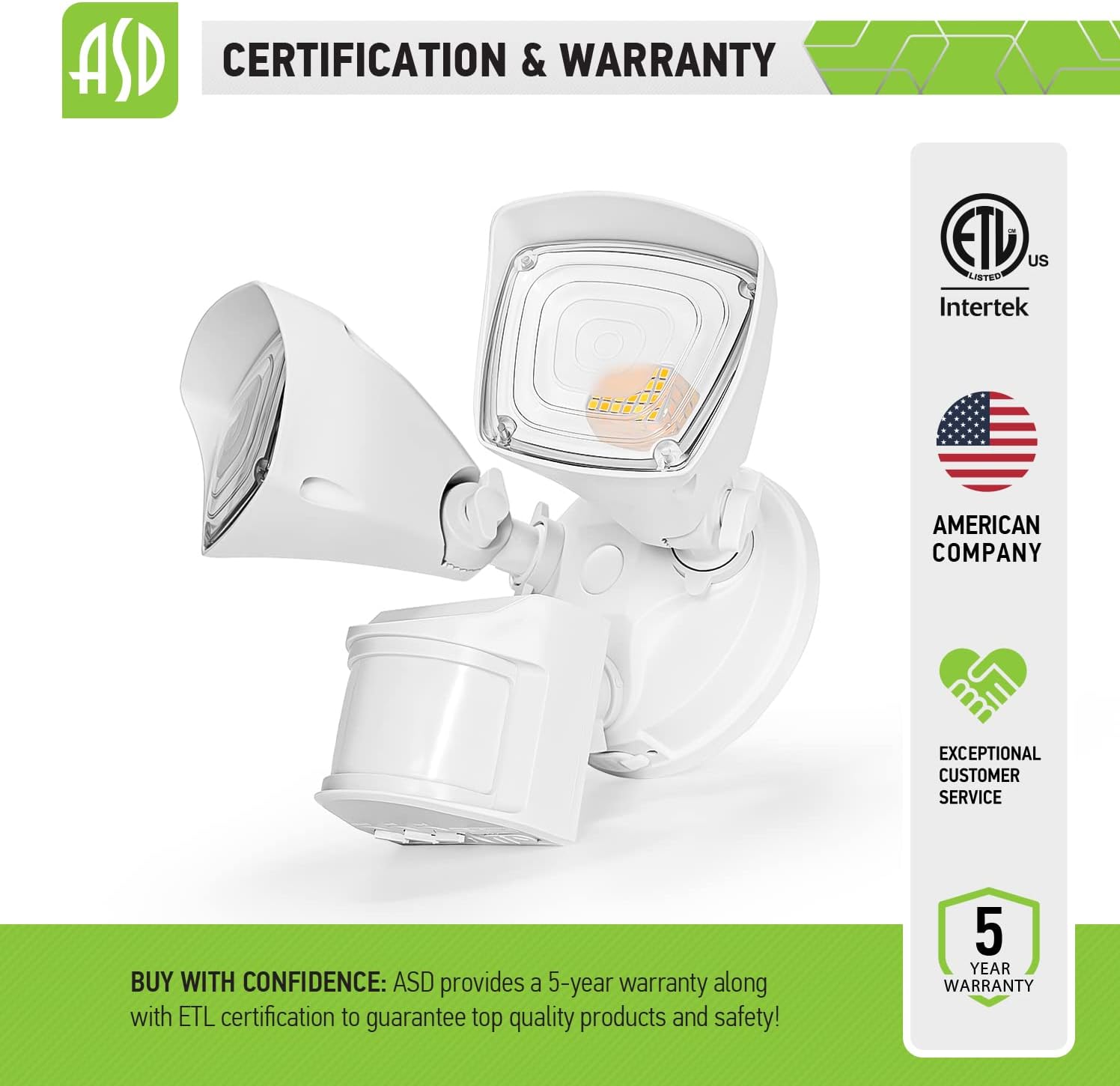 ASD 3CCT 25W 2500LM LED Outdoor Security Light Motion Sensor, 3000K/4000K/5000K Selectable, IP65 Waterproof, Motion Detection Outside Light, Long Lifespan 60,000 Hours, ETL, 8 Pack, White