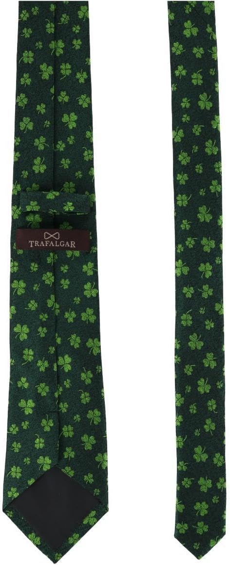 Trafalgar Men's Green Shamrock Novelty Silk Necktie