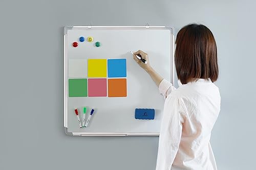 Miniatura 2 de Juego de pizarra blanca  Pizarra de borrado en seco de 24 x 24 pulgadas con 1 borrador magnético, 4 marcadores de limpieza en seco, 4 imanes y 6