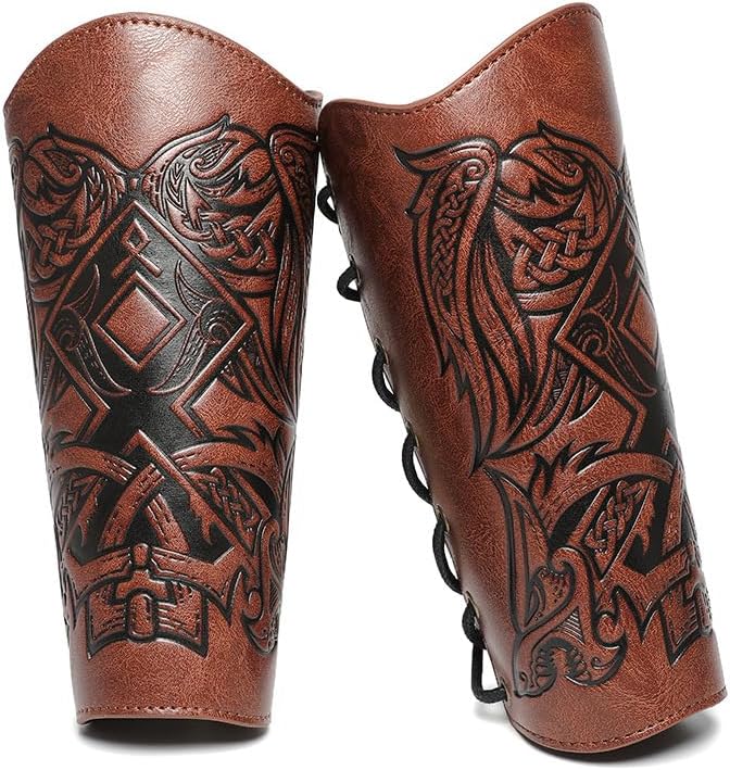 Medieval Leather Bracers Dragon Embossed Viking Leather Bracers Leather Arm Armer Cuff Leather Gauntlet Costumes Accessories
