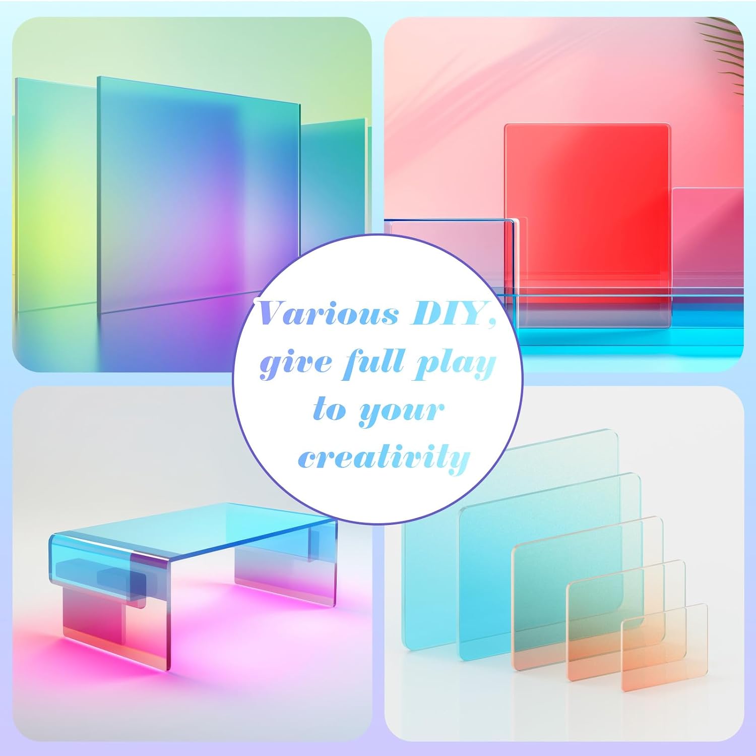 4 Pcs Iridescent Acrylic Medicine Cabinet Shelf Replacement, 13 Inch