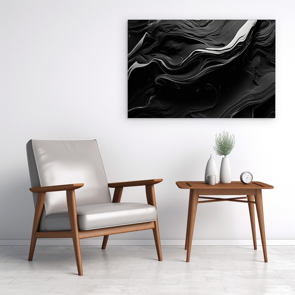 Canvas for Living room. Whispers of Shadows and Light in Abstract Waves, 27 x 18 inch Canvas Wall Art - Contemporary Masterpieces - Modern Home Decor