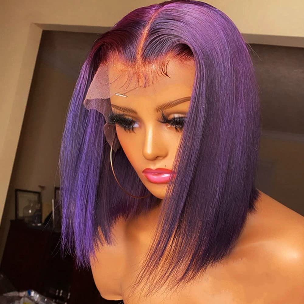 JULY  10” PURPLE LACE FRONT BOB WIG *NWT* ? Amazon.com : Lilac Lace Front Wigs Human Hair,13x4 Glueless  main image 3