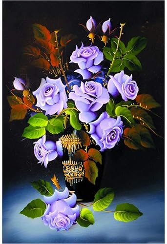 Rompecabezas artístico de pintura de rosas moradas, 500100015002000 piezas, rompecabezas de madera para adultos, decoración del hogar, juguetes