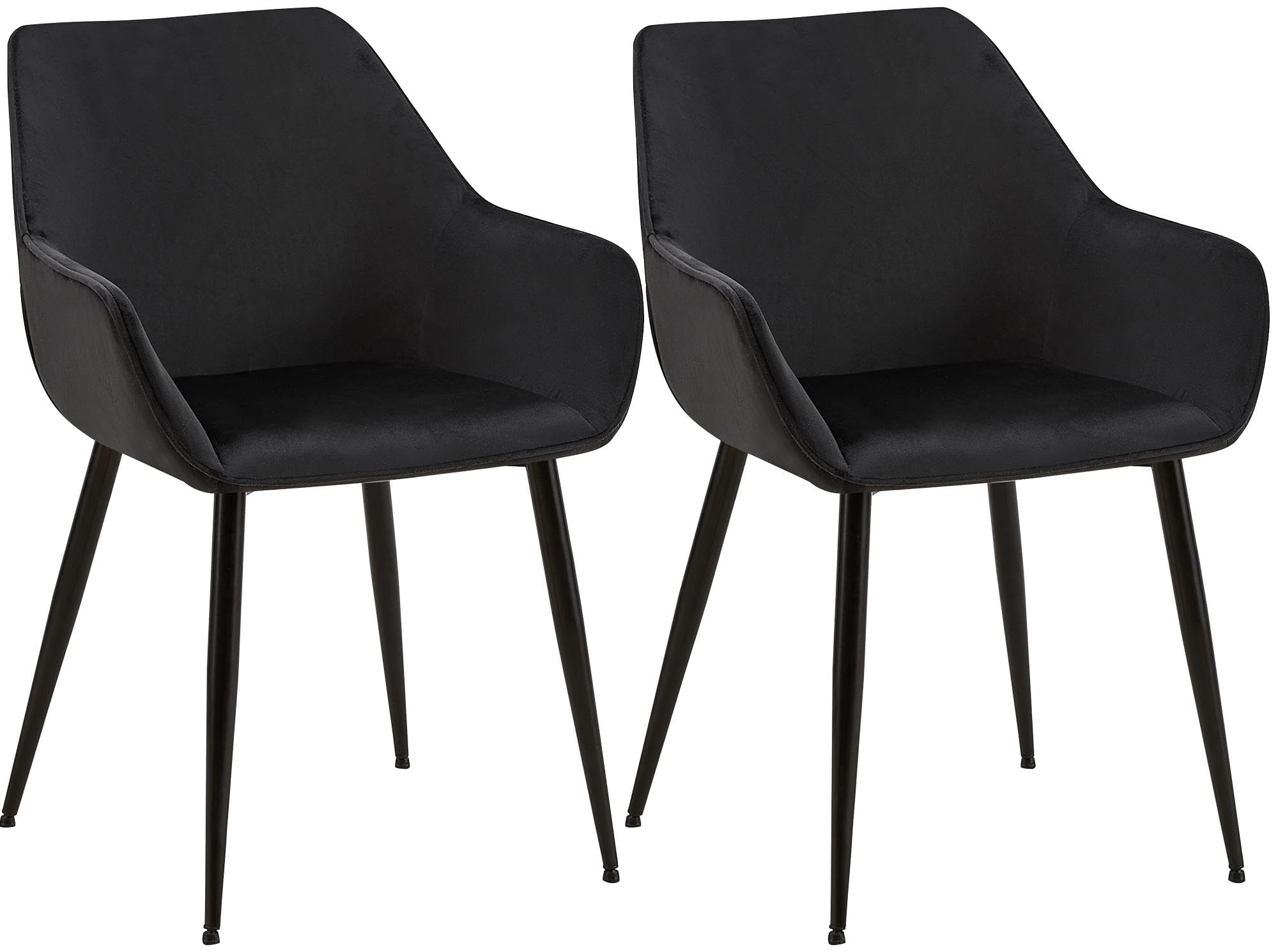 CLP Set di 2 sedie da pranzo imbottite con schienale Luena, sedia da cucina in velluto o tessuto, struttura in metallo, portata fino a 150 kg Colore:nero;Materiale:Velluto