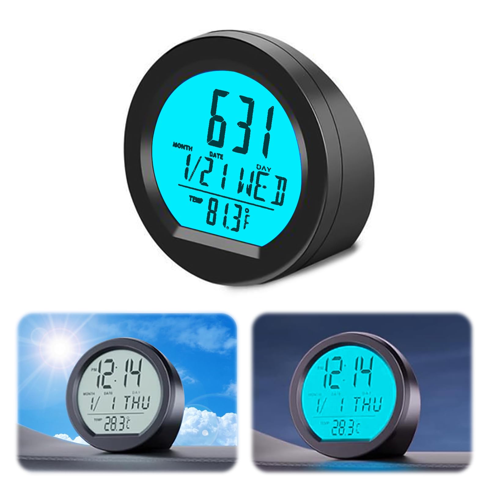 Amazon.co.jp: ポクミル 車載時計 ソーラー車用電子時計 ミニデジタル