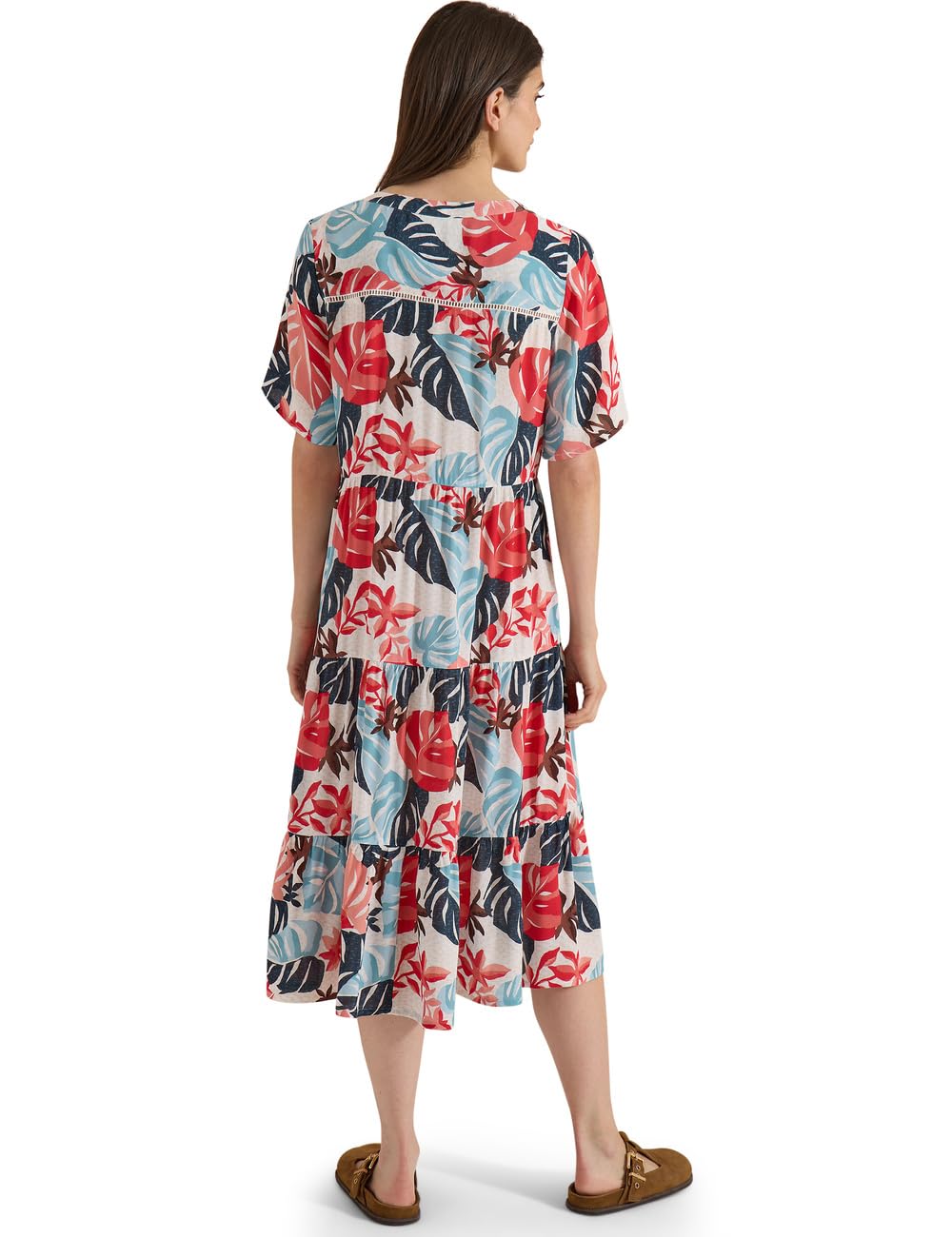 Cecil Damen 1409363 Midikleid mit Split Neck und Print (1er Pack)