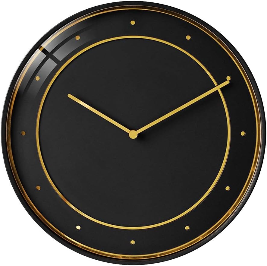 Wall Clock Modern Minimalist Living Room Wall Clock Creative Mute Nordic-Free Punch Clock Wall Clocks 30CM * 30CM * 4.3CM (Color : Black) (Color : Black)