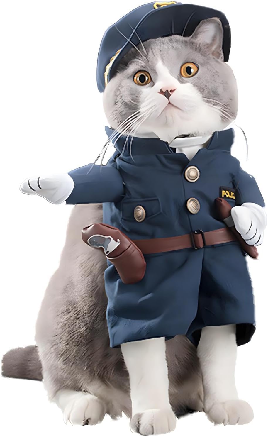 Costume d'Halloween de policier pour chien bleu marine vêtement grand chat taille L