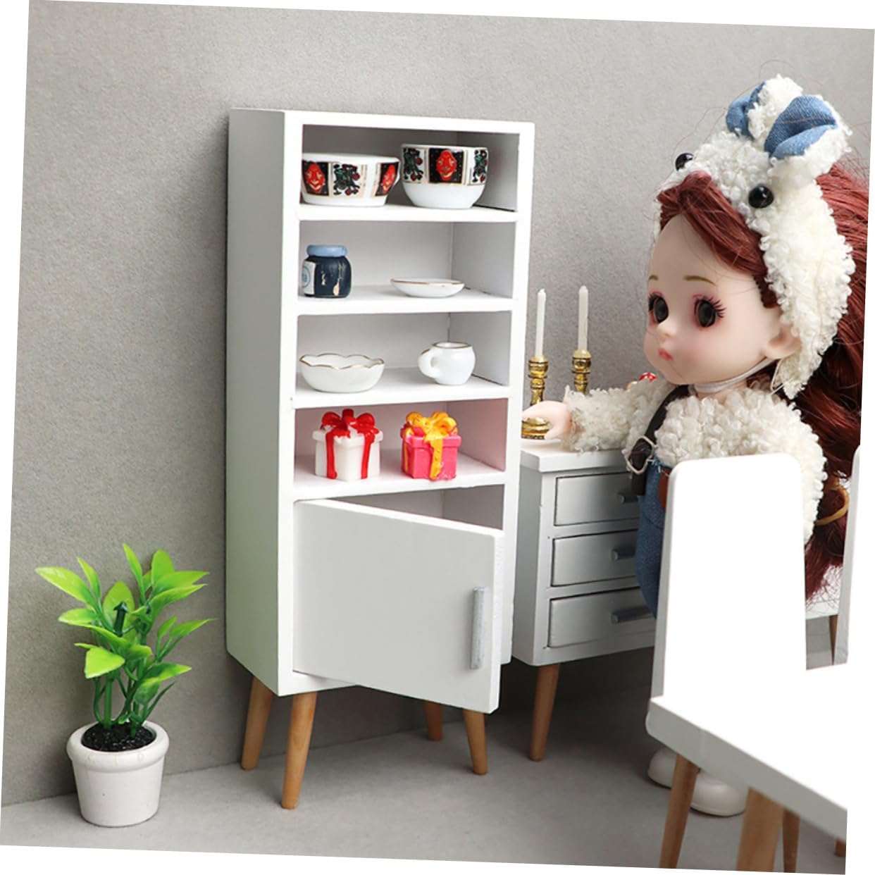 1Set Scale Miniature Wooden Dollhouse Furniture Decorative Dining Room Accessories for Mini House Decor Delicate Mini Furniture for Playtime