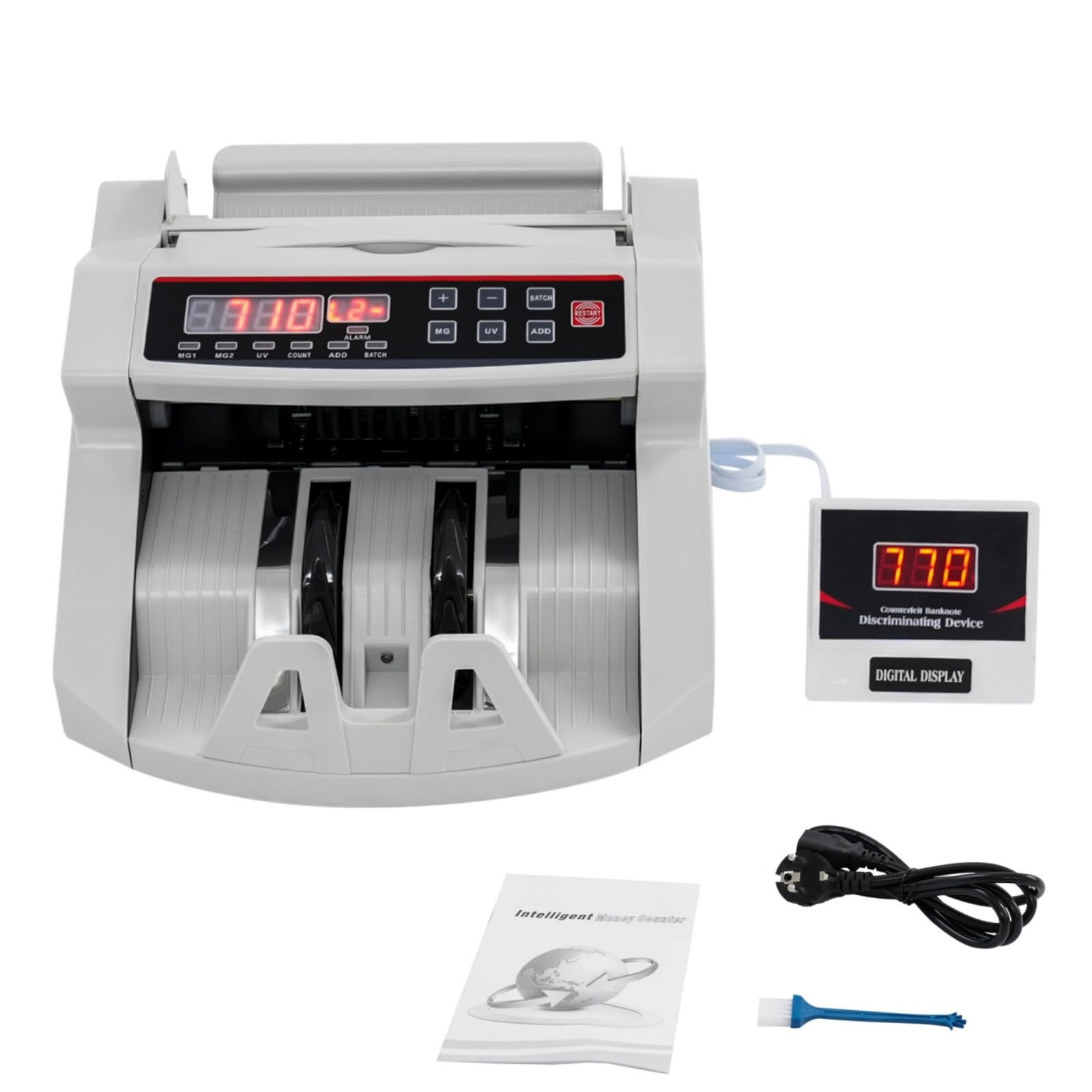 Contatore di denaro portatile con indicatori LED, contatore di banconote professionale con riconoscimento MG, IR e denaro contraffatto, contatore multinazionale