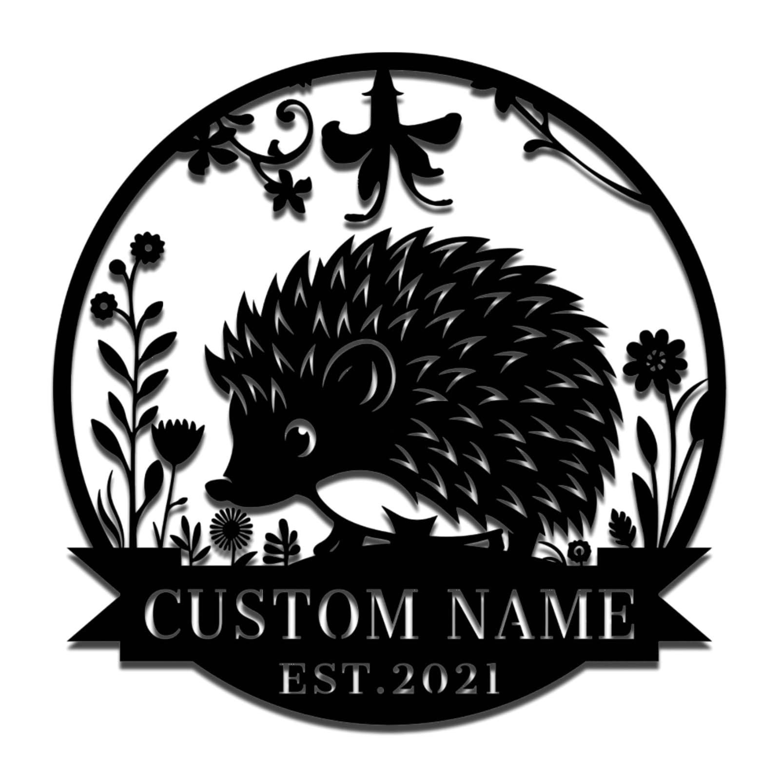Met5kdm Hedgehog Custom Metal Sign,Personalised Metal Wall Decor,Kid Nursery Decoration,Pet Animal Housewarming Gift