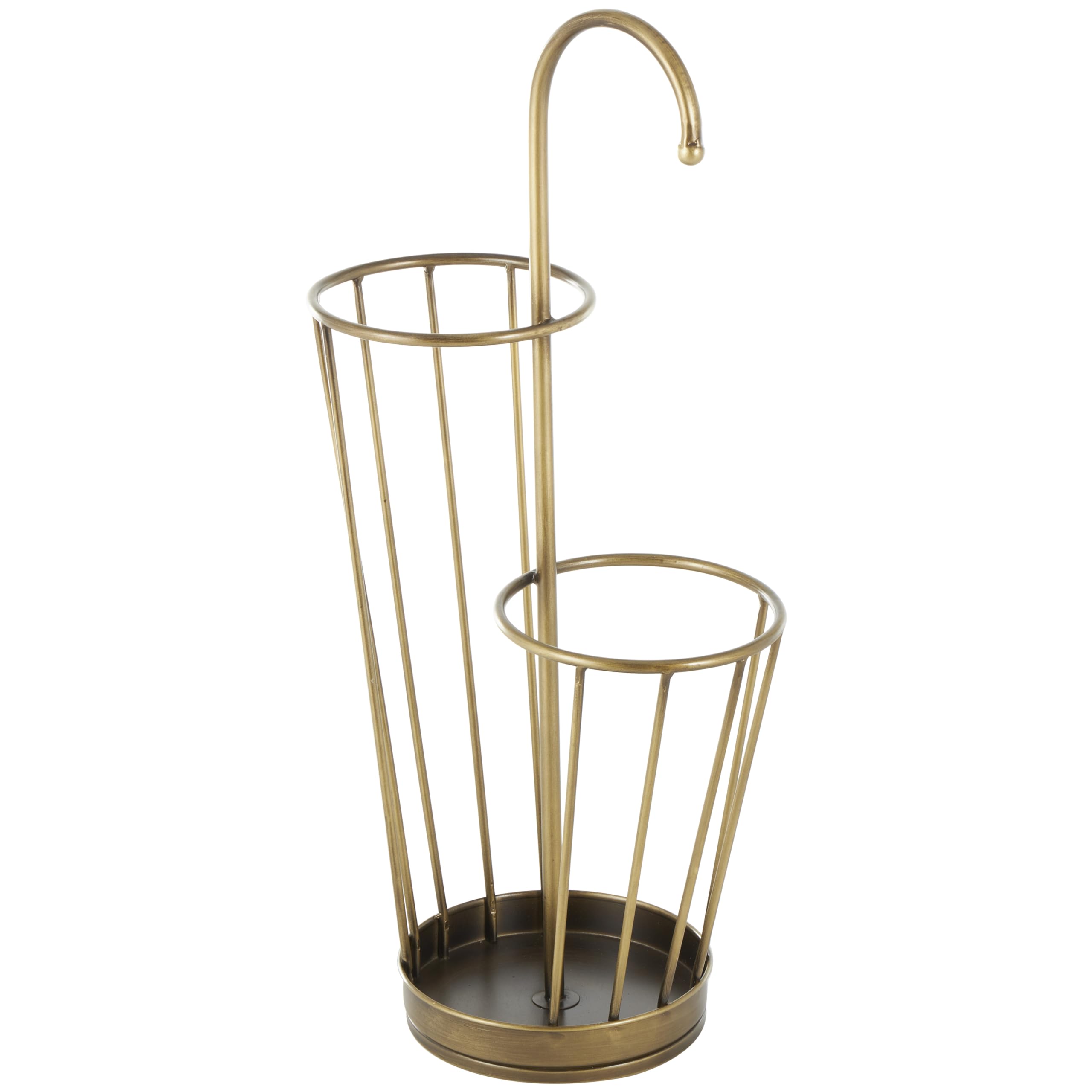 Deco 79 Metal Umbrella Stand 2 Section with Umbrella Shaped Handle, 13" x 8" x 27", Gold