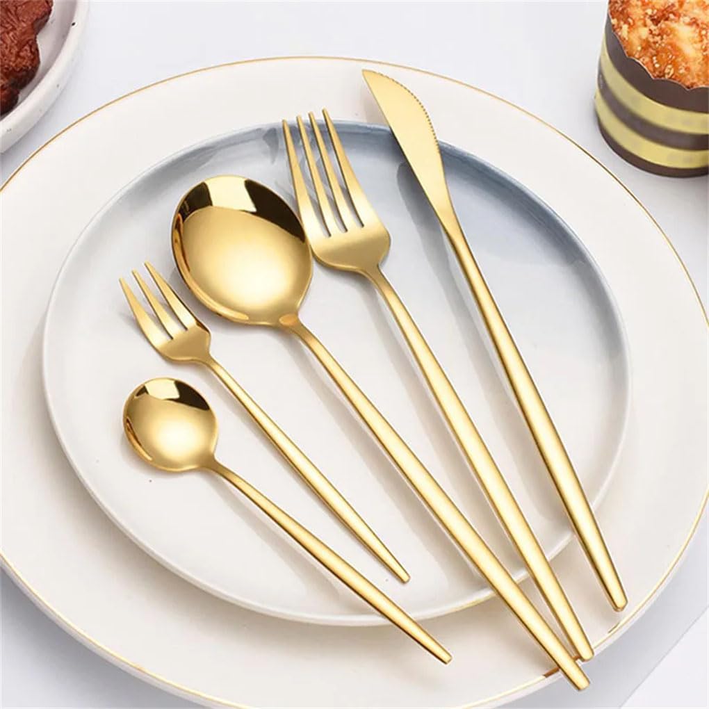 Juego De Cubiertos De Acero Inoxidable, 5 Uds./30 Uds., Tenedores Para Carne, Cucharas De Postre, Tenedores De Fruta, Adecuados Para Invitados De Restaurante Y Banquetes