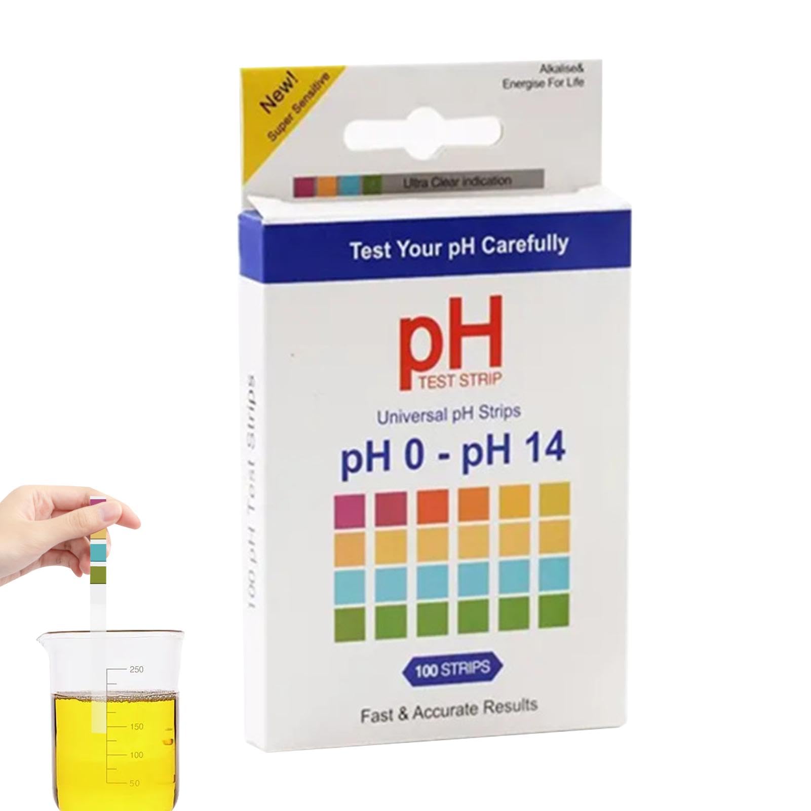 Cczus Bande Test pour urine et salive, papier d'analyse ph 0-14 - Papier d'analyse eau pour eau potable, nourriture, piscines