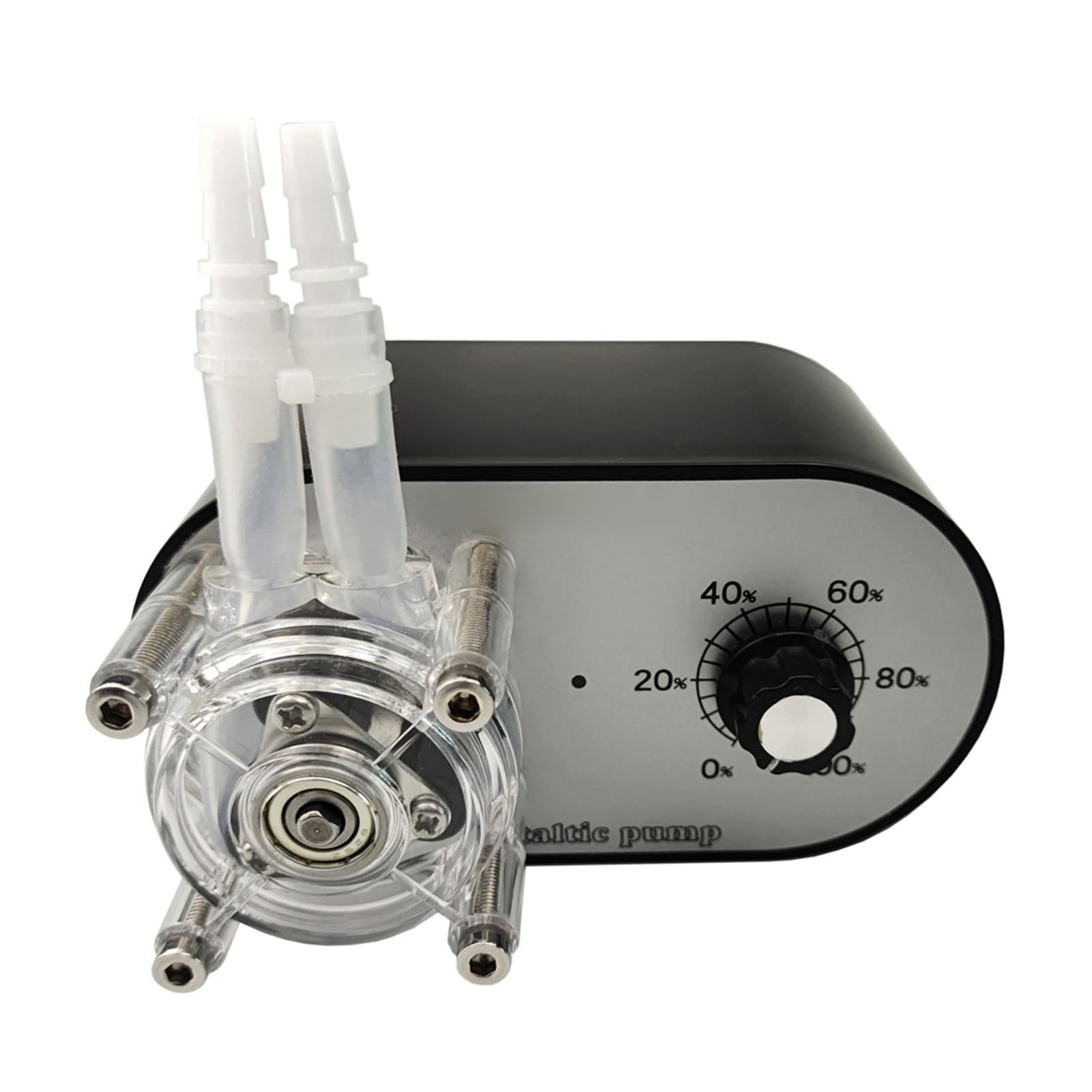 Bomba Peristáltica Bomba Dosificadora de Tubo G928A 114-500 Ml/min Botón único Ajustable 24 V 1 A Cabezal de Extraíble 3 Rodillos Autocebantes para Análisis (Negra)