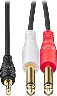 オーディオテクニカ ステレオケーブル (φ3.5mm ステレオミニプラグ - φ6.3mmモノラル標準プラグ×2) 3.0m 変換プラグ AUX ケーブル オーディオケーブル【国内正規品】 AT-MI62/3.0