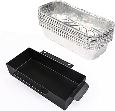 Hisencn Grease Cup Drip Pan with 15 Pack Aluminum Foil Cups, Compatible with Charbroil 9328812P06, Black Powder Coated Grease Pan Replacement for Charbroil Grills with Clip, G416-0015-W1