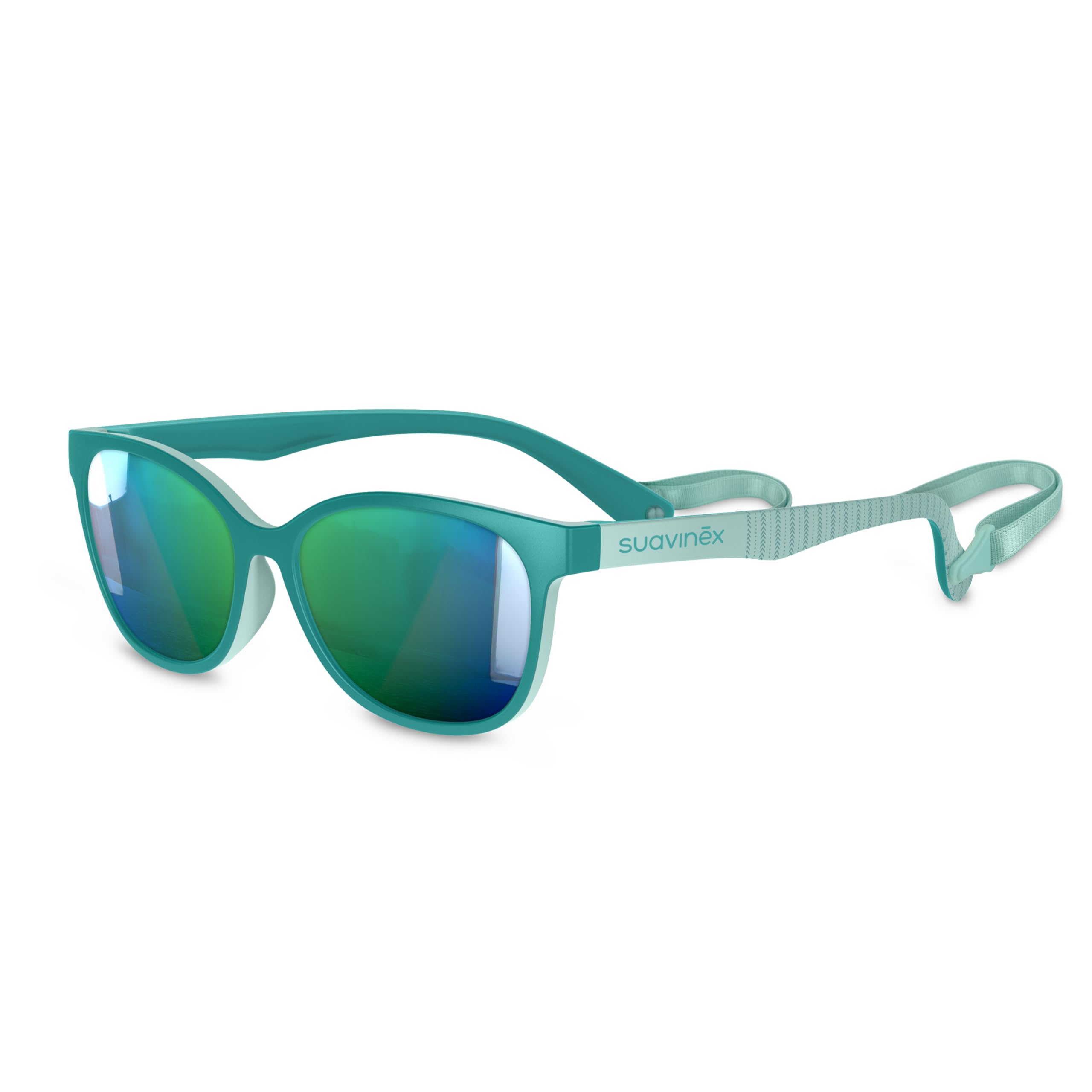 SUAVINEX, Gafas de Sol para Niños de 3 a 8 Años, Polarizadas, con Filtro UV 400, 100% Protección Rayos UVA y UVB, con Funda y Cinta de Sujeción Incluidas, Muy Flexibles y Ligeras, Verde Trama
