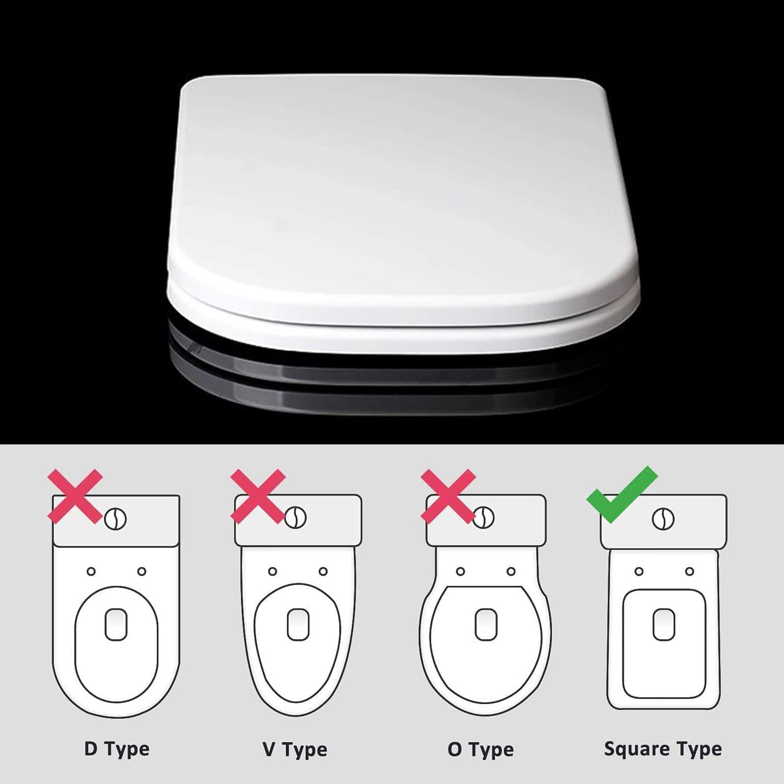 Sedile WC quadrato ad angolo tondo con chiusura ammortizzata