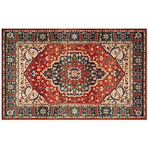 Alfombra vintage con estampado tradicional beige de alta densidad 120x200 2