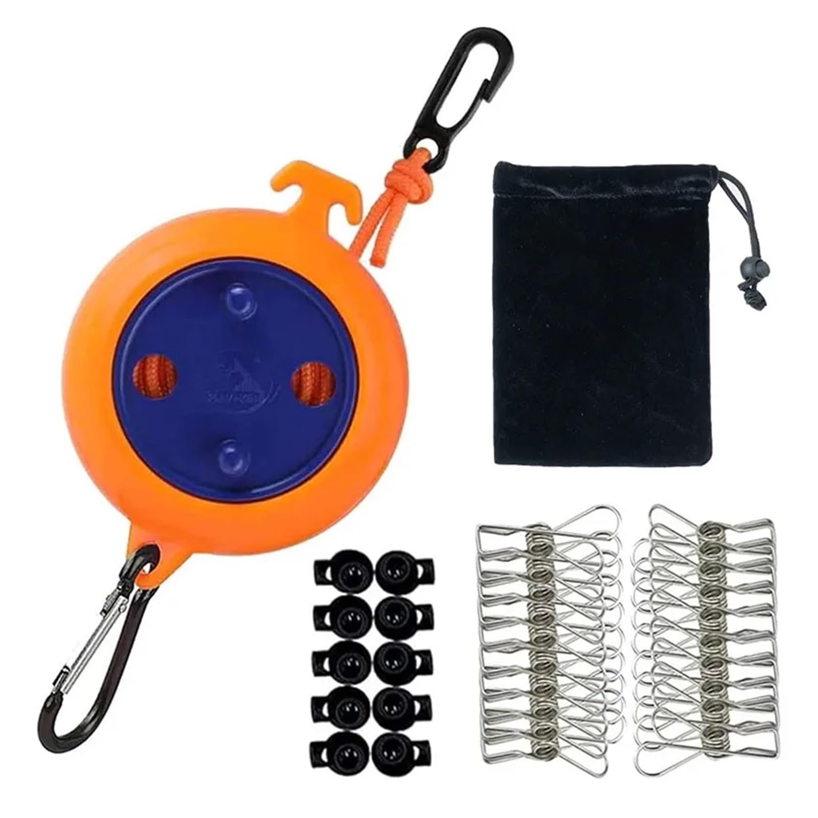 Retractable Washing Line Clothesline Laundry Drying Rope Retractable Clothesline Outdoor Washing Drying Line With 20 Windproof Clothespins 10 Stoppers(Style2 Set)