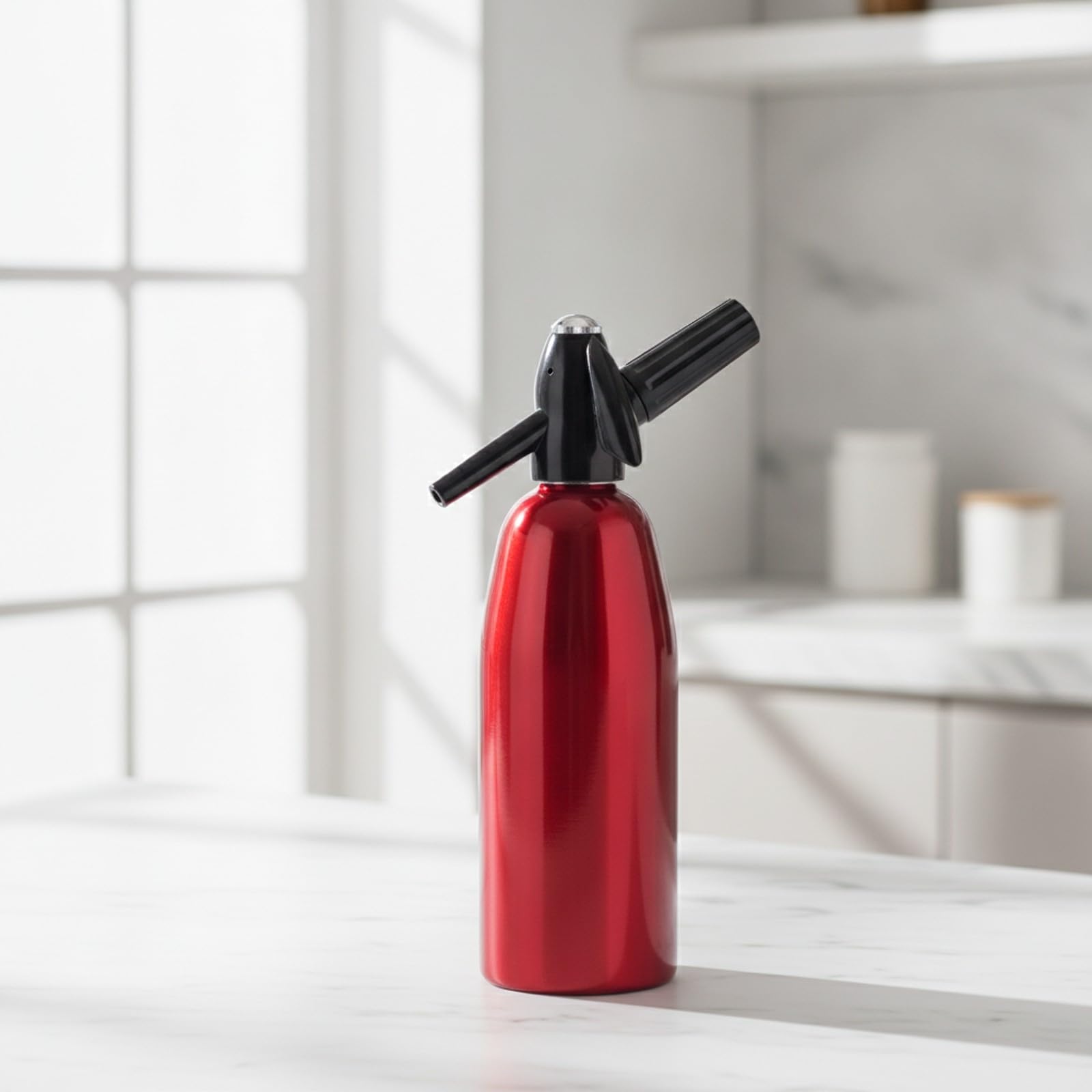 Sifón Carbonatador Bolla Aluminio | Diseño Cilíndrico Compacto, Sifón gaseosa 1000 Ml, para Entrenimiento Informal, Rojo