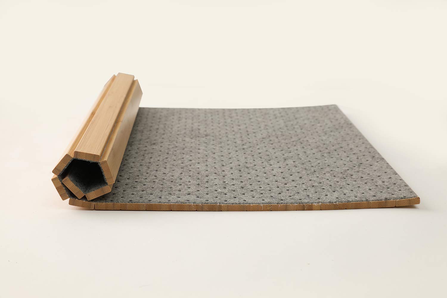 GEHE Bamboo Sofa Arm Tray- Flexible/Foldable Couch Arm Tray Armrest Table, Rollable Side Table Perfect for Drink, Snacks, Phone, Control (16.5" L x 13.25" W x 0.4" H, Natural Bamboo)
