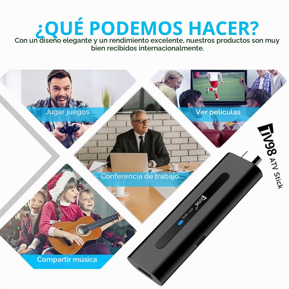 Android 14.0 TV Stick Box, Reproductor de Streaming 8K UHD 2026, Smart TV Box con 2 GB de RAM y 16 GB de ROM, Doble WiFi 2,4 GHz/5,8 GHz, Reproductor Multimedia HDMI Plug & Play