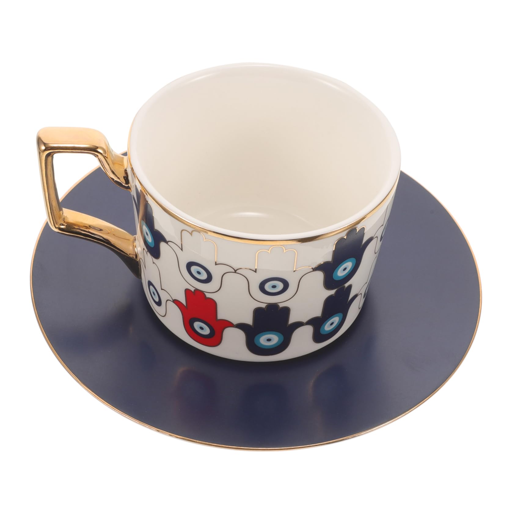iplusmile 4sets Tazze Ceramica Con Saucer Tazza Evil Eye Per Tè e Caffè Design Minimalista Per Bevande Per Casa e Pomeriggi Di Relax