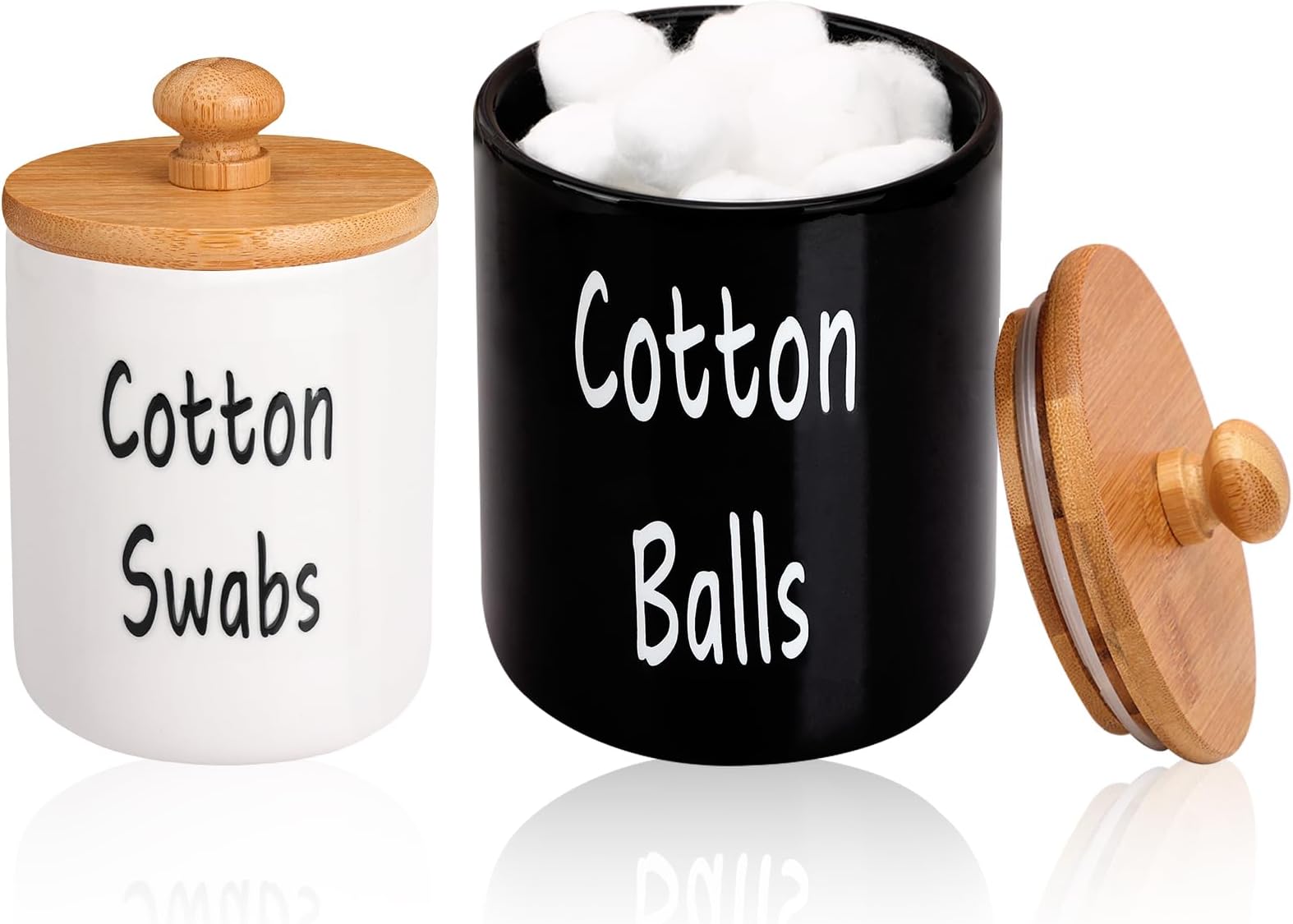 OUTNILI Large Qtip And Cotton Ball Holder with Lids 2