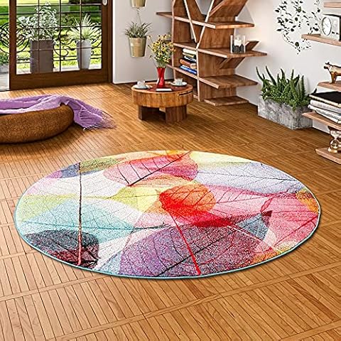 Pergamon Faro - Alfombra Redonda Tropical Hojas de Colores Cover