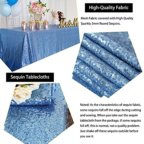 Image of B-COOL Sequin Tablecloth Glitter Rectangle Table Cloth Wedding Party Table Drape Baby Blue Restaurant Kitchen Linen 50x80 inches