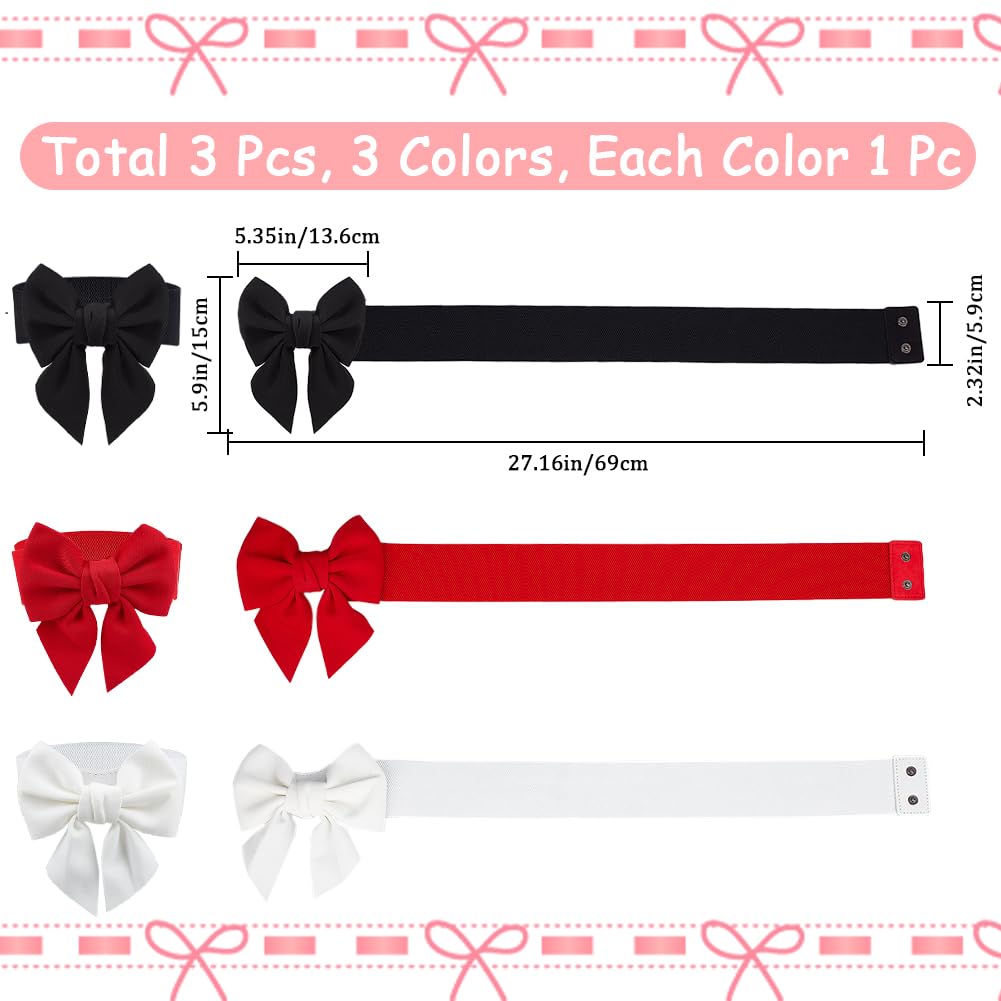 CRASPIRE 2 Colors Elastic Bow Belts Black Red White Cloth  display picture 1