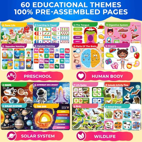 Image of Montessori Busy Book for Kids Ages 4-8 - 4 Velcro Toddler Busy Book 3-5