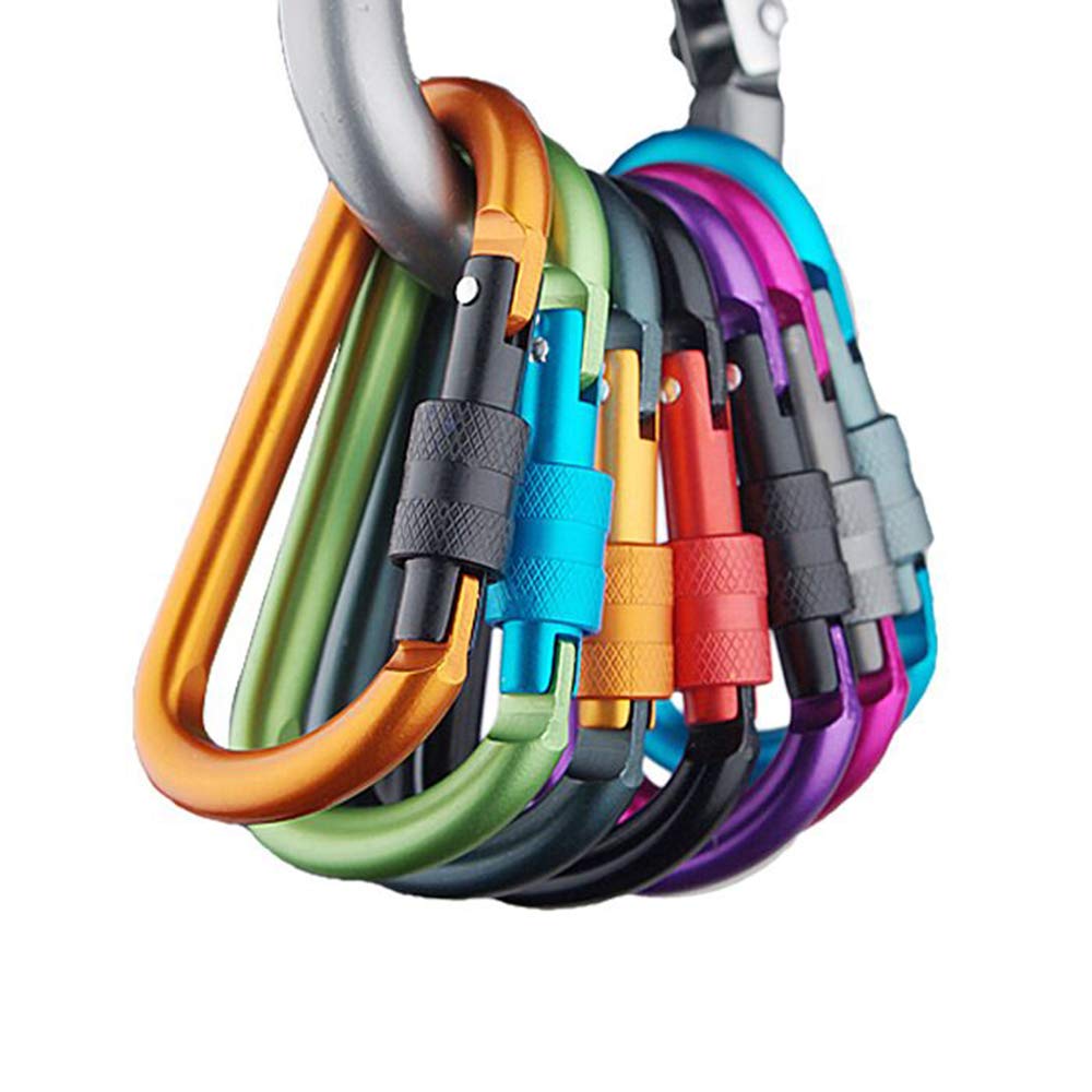Constantwealth Aluminum Alloy D-Ring Carabiner Screw Lock Hooks Spring Snap Key Chain Clip Hook Outdoor Camping Equipment (Not for Climbing)