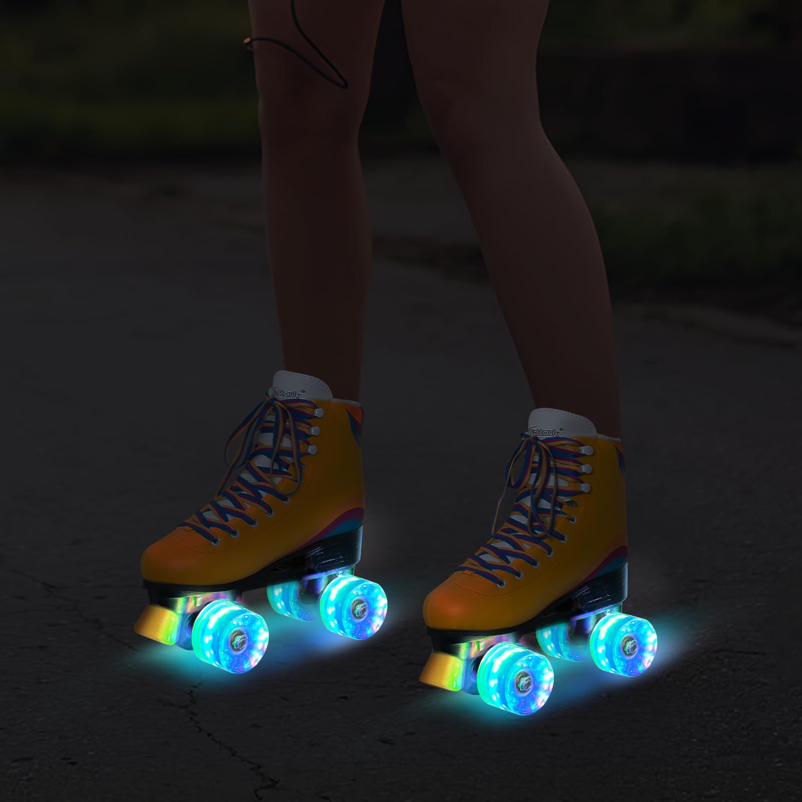 Nattork Roller Skates for Women Outdoor Fun Fashionable Roller Derby Skates for Men Girls Boys Pink Purple Blue Teal Yellow