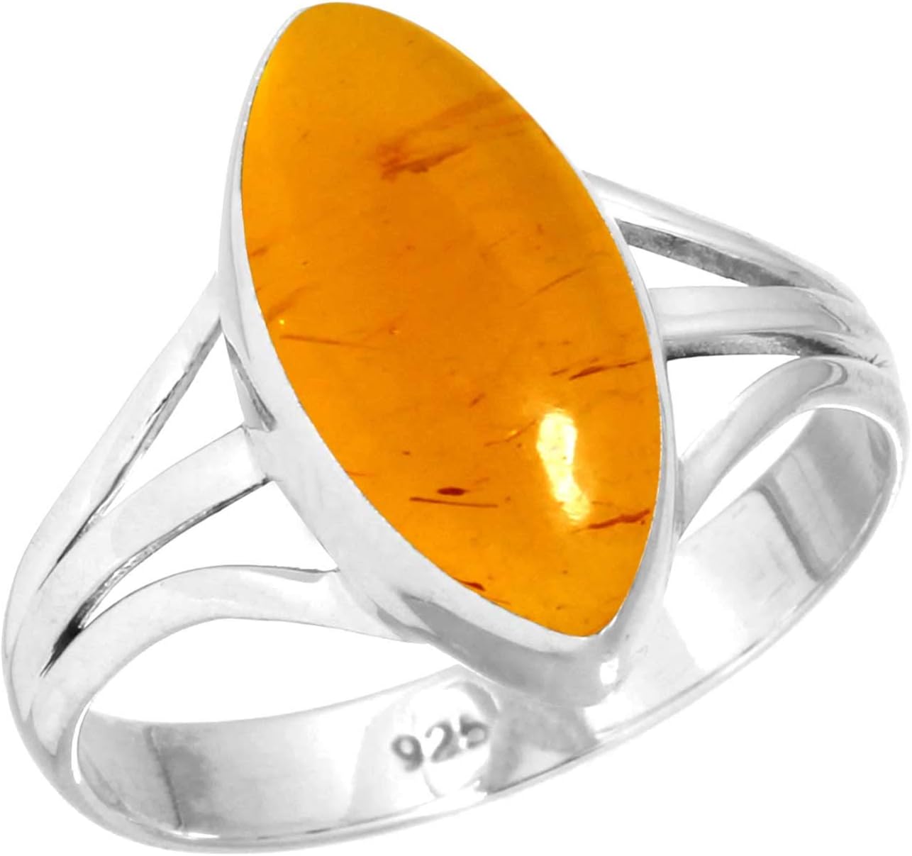 Genuine 925 Sterling Silver Handmade Jewelry Marquise Labradorite, Agate, Amber, Onyx Natural Gemstone Boho Ring For Women