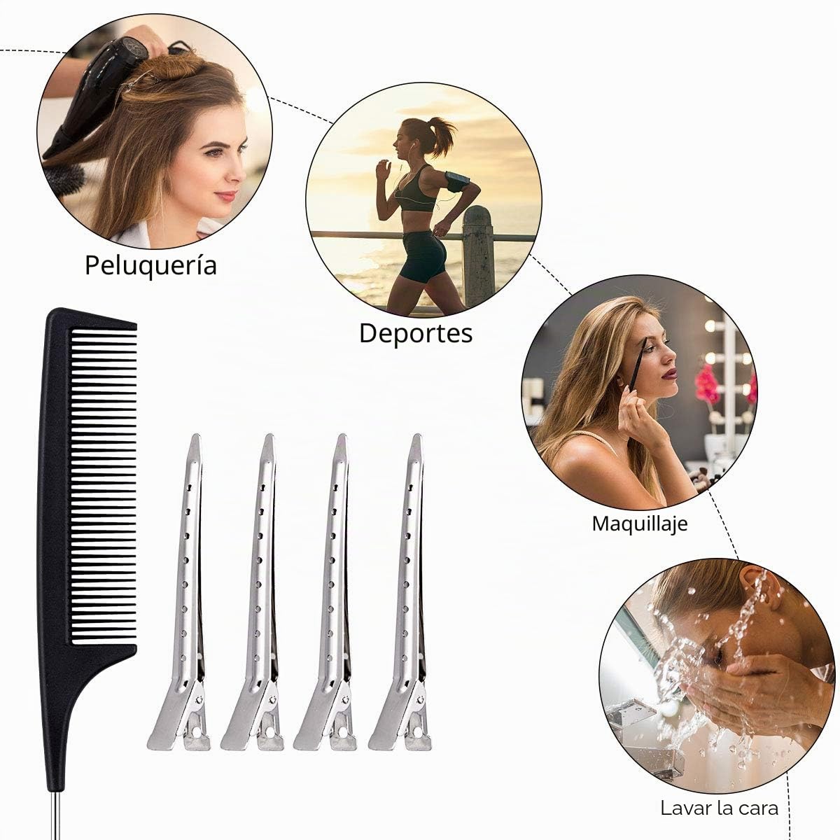 24 Piezas Pinza de Pelo de Duckbill, Pinzas de 3.5 pulgadas de Metal Plateado Clips para El Cabello Suministros de Peluquería Acero Pinzas de Cocodrilo con Agujeros