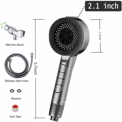 Miniatura 8 de Cabezal de ducha filtrado con cabezal de ducha de mano, alta presión, 4 modos de pulverización, lavado a presión para baño de mascotas, interruptor