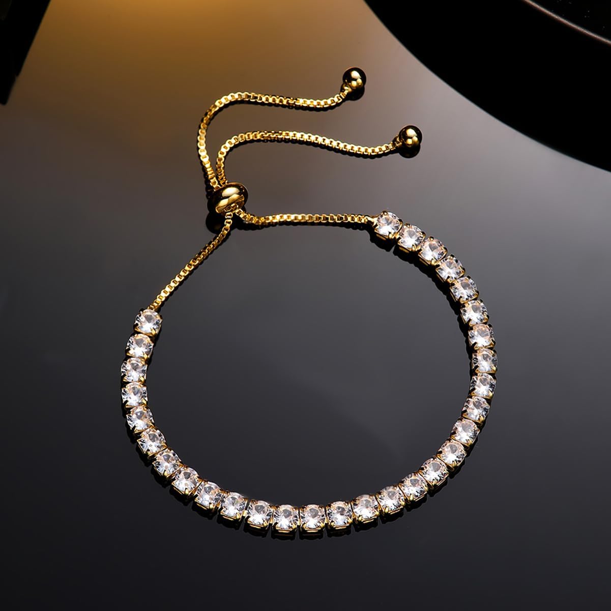Tennis Bracelets for Women|Gold Bracelet|Silver|Rose Gold | 18K Gold Plated Bracelets | AAA+ 4mm Cubic Zirconia | Length-adjustable buckle | Jewelry gift | Exquisite Packaging Box