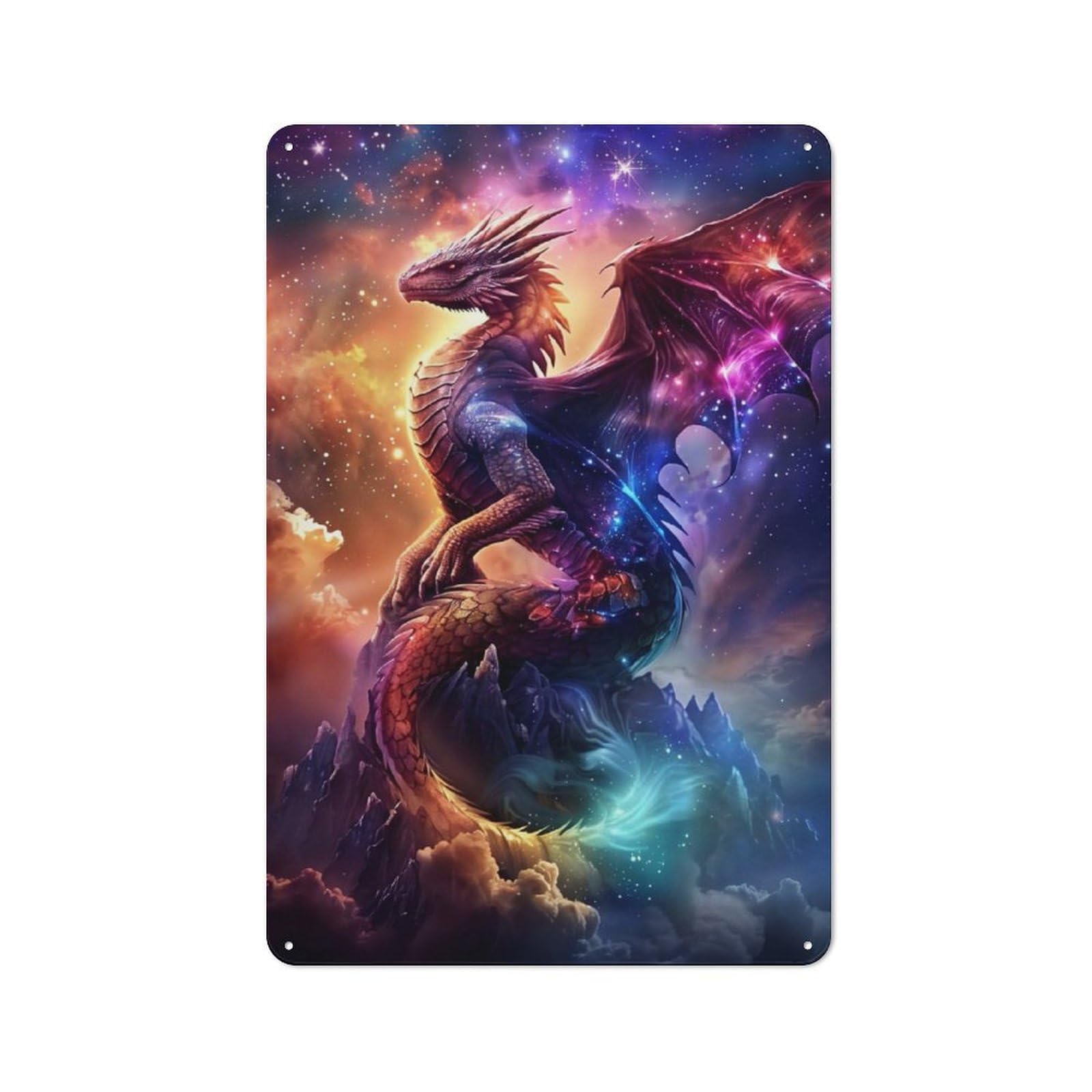 Junmoney Nebula Storm Dragon Retro Metal Wall Sign 30X20cm With For Garage Wall, Suited To Garage Decor Collectors
