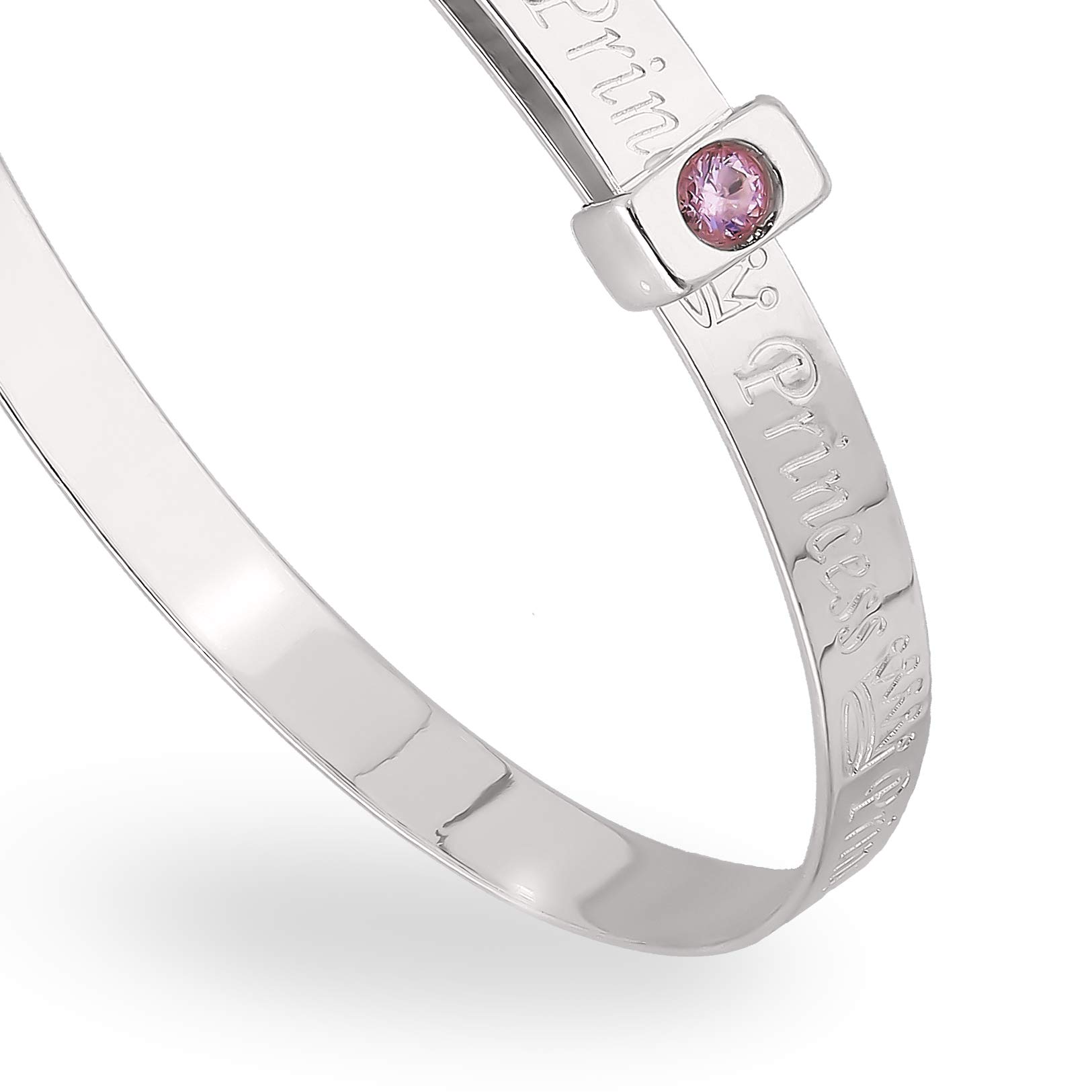 Bracelet extensible en argent sterling pour bébé princesse, baptême, anniversaire, zircone rose