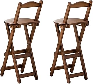 bdb Juego de 2 taburetes plegables para barra de bar, cómodos respaldos reclinables, sillas de madera, estructura de silla, taburete, muebles (color: marrón)
